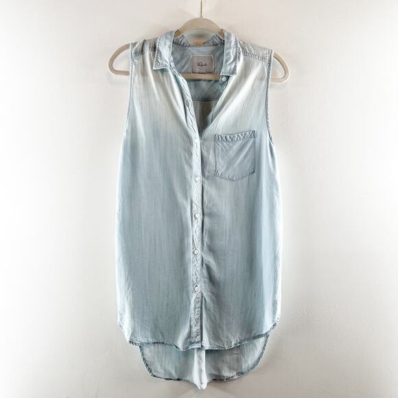 Rails Jaime Sleeveless Tunic Tank Button Up Top Light Vintage Chambray Wash S - Picture 2 of 11
